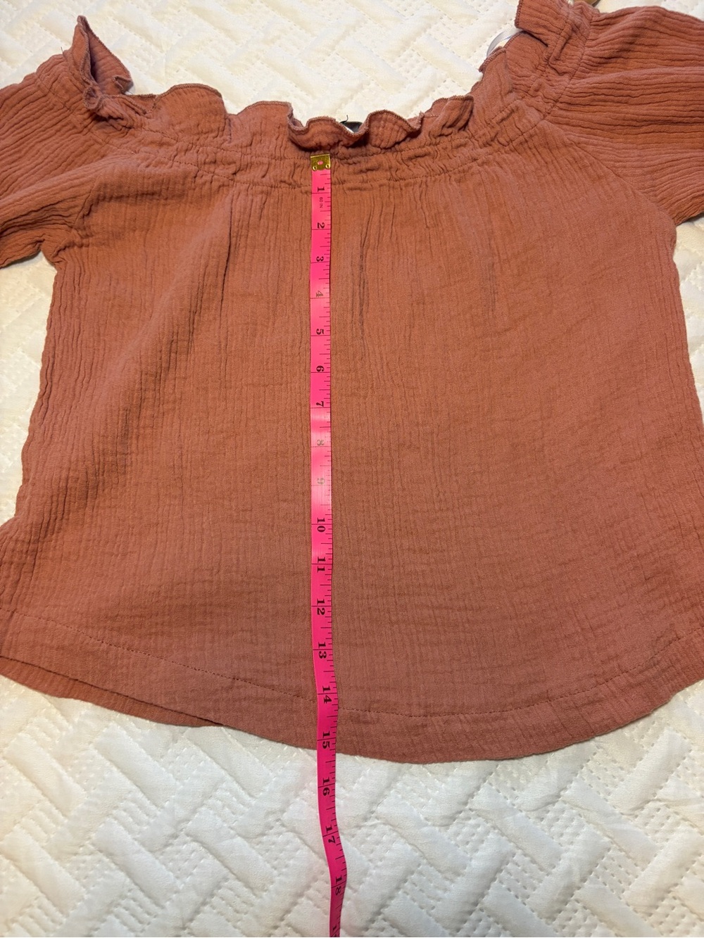 Lulu’s | Mauve Off-Shoulder Casual Gauzy Cotton Peasant Top - Summer Spring Fall - Picture 8 of 8